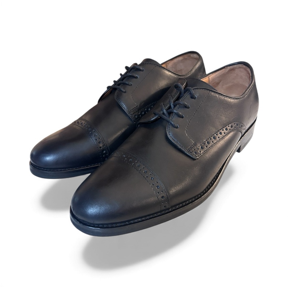 Polo Ralph Lauren Morgfield Black Cap Toe Derby Dress Shoes 10.5 D Leather